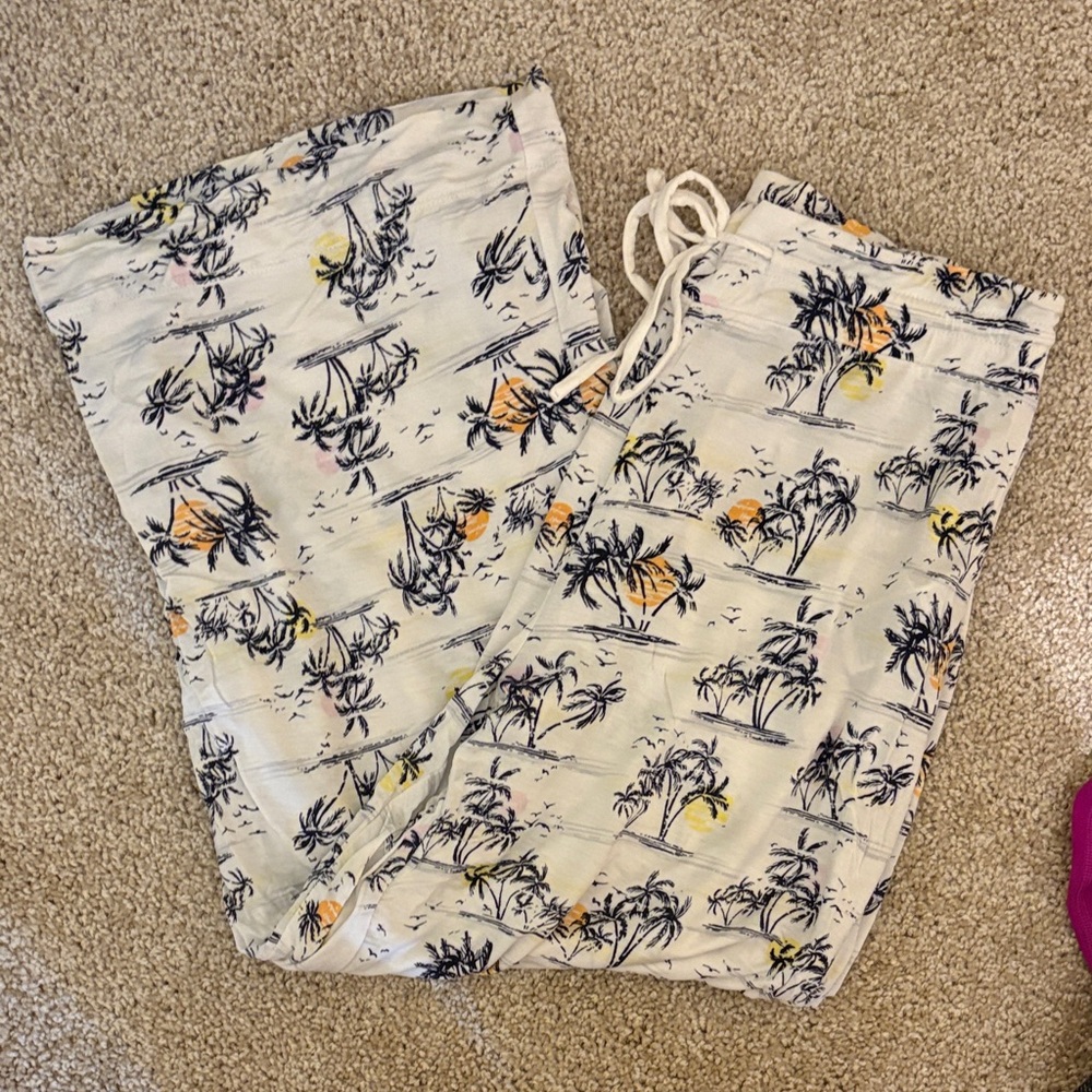 Tropical Print Pajama Pants - Capri Style